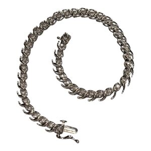 White 10K Solid Gold Tennis Real Diamond Bracelet Size 7 1/2 inches 45 Diamonds